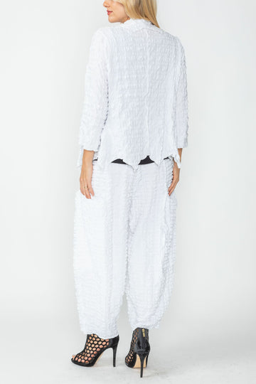 White Bubble Check Merrow Detail Open Jacket